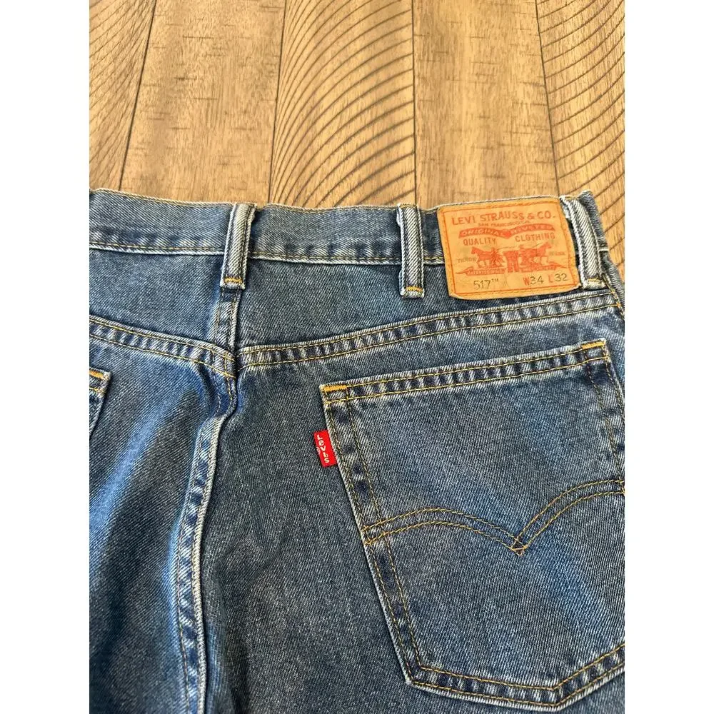 Levi's 517 Boot Cut Jeans Men's 34x32 Blue Denim Medium Wash Classic Fit Pants